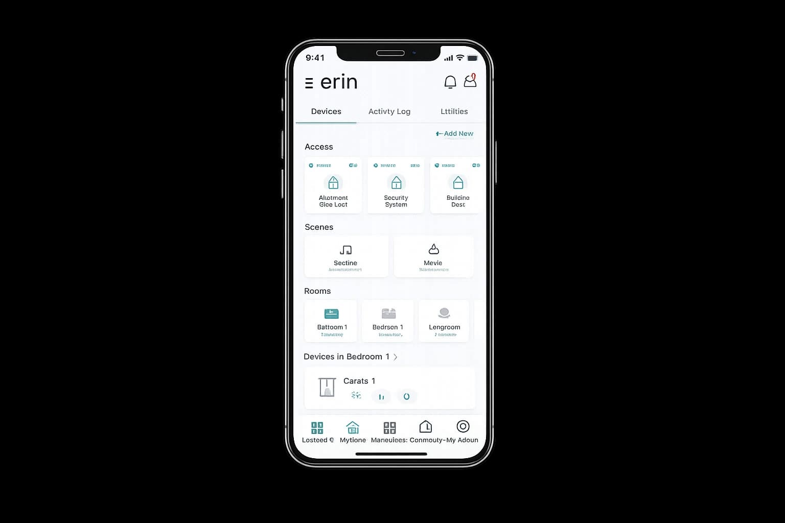 Erin Living application dashboard
