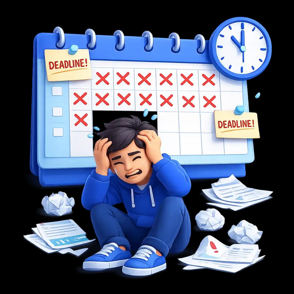 Calendar and clock showing wasted time